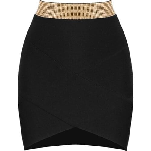 2020 New Bandage Skirts Women Summer Beading Sexy Party Club Elegant Black White High Quality Fashion Mini Skirt