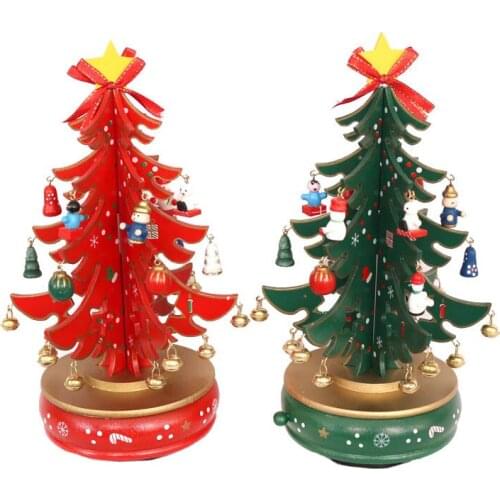 1Set Christmas Decorations Red Green High-end Rotating Christmas Trees Music Box for Xmas Home Decor Accessories New Year Gift