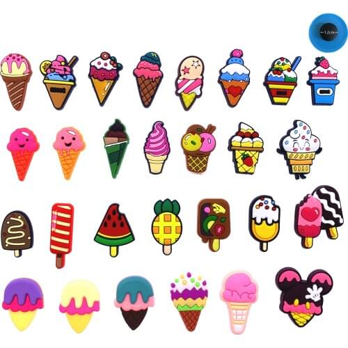 1PCS Hot Selling Ice Cream PVC Soft Shoes Charms Decoration Dessert Accessories For Croc JIBIZT Wristband Children X-MAS Gifts
