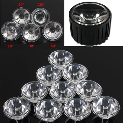 10pcs/Set 20mm 10/30/60/90/120 Degree Optical Glass LED Lens Reflector Collimator For 1W 3W 5W LED Light Lamp Bulb E27 MR16 GU10