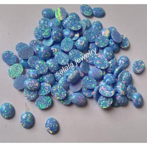 100pcs/lot Free Shipping 7x9mm OP26 Synthetic Oval Cabochon Fire Opal Cornflower Blue Fire Opal stone price