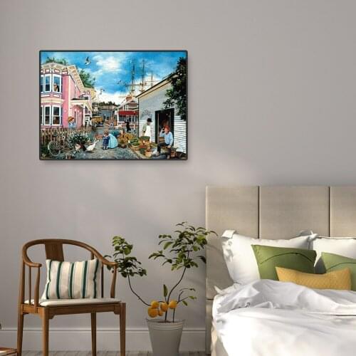 1000pcs DIY Wharf Town Picture Puzzle Jigsaw Stunt Model Kids Educational Assembling Adults Learning Toy Interactive Toys