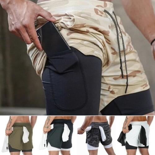 2020 Summer Running Shorts Men 2 in 1 Sports Jogging Fitness Shorts Training Quick Dry Mens Gym Men Shorts Sport gym Short Pants