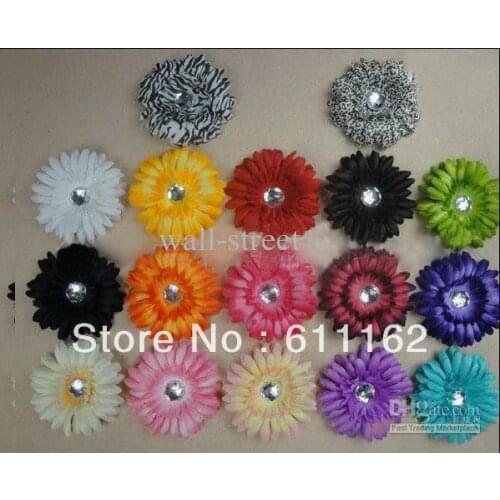 240PCS 4 Inch Child Crystal Daisy Flower Hair Bow Clip 4'' Girl Flowers 4Inch Hair Clips
