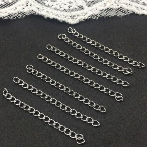 3mm/W 5cm/L ) 200Pcs/Pack stainless steel jewellery link chains extension chains Jewelry Findings & Accessories