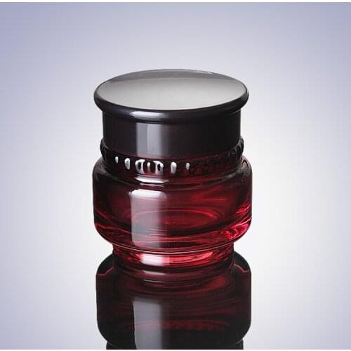 50G red glass cream jar,cosmetic container,,cream jar,Cosmetic Jar with black lid Cosmetic Packaging,glass bottle