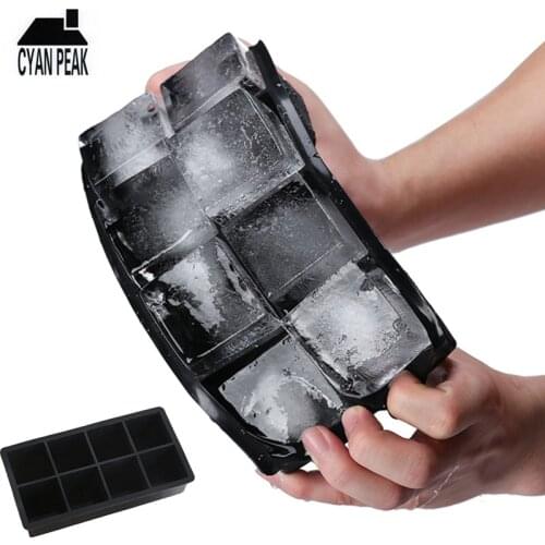 8 Grids Ice Cube Maker Silicone Ice Tray Square Shape Whisky DIY Ice Cube Mold Maker Bar Kitchen Accessories Drinking Tools