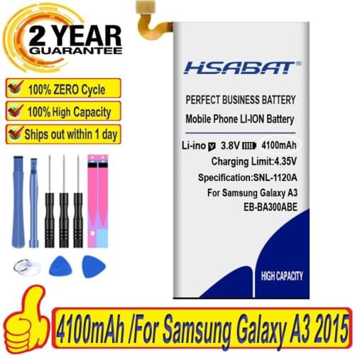 HSABAT 4100mAh EB-BA300ABE Battery for Samsung Galaxy A3 2015 A300 A3000 A300X A300H A300F A3009 A300FU A300G A300M Batteries