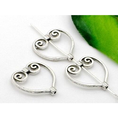 Free Ship 200PCS Tibetan Silver Big Hole Heart Shaped Spacer Beads Fit Jewelry 20x20.5mm