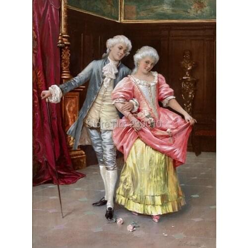 Free shipping lovers oil painting canvas prints classical court figure oil painting on canvas home art decoration picture
