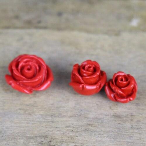 10pcs/lot Pretty Cinnabar Carved Rose Charm Hand Made Decoration Accessories Beads Spacer Findings Septum For DIY Jewelry Making