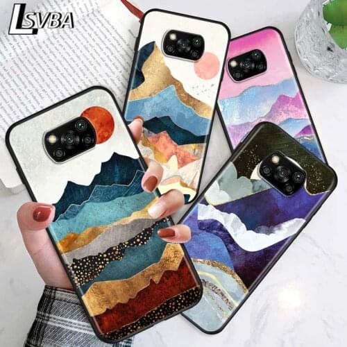 Mountain Marble Moon for Xiaomi Poco X3 NFC X2 M3 M2 F2 F3 Pro C3 F1 A2 Lite Mix3 Play Silicone Soft Black Phone Case
