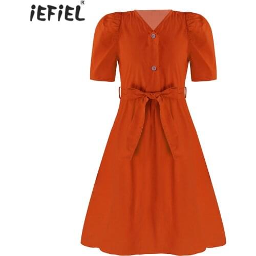 Kids Girls Summer Dress Solid Color Raglan Sleeves Casual Dress Princess Flower Girl Dresses For Wedding Pageant Birthday Party