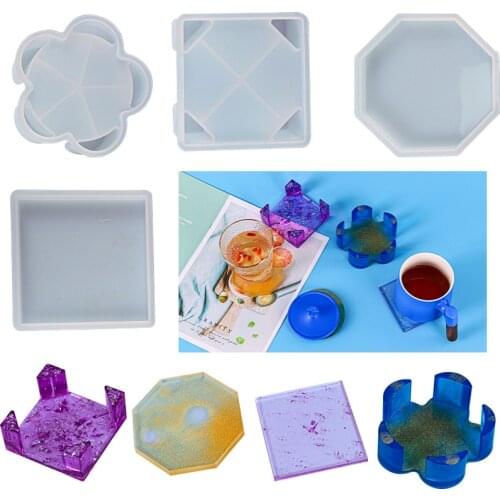 DIY Epoxy Mold Flower Shape Square Coaster Storage Box Silicone Mold Resin Molds Resin Epoxy Kit and Molds