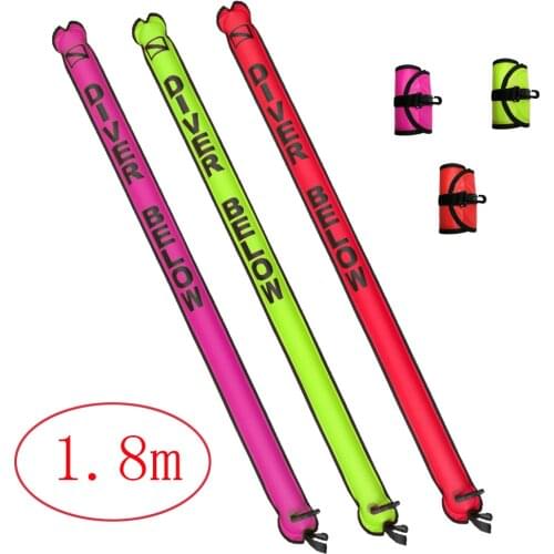 1.8M Scuba Diving SMB Diver Safety Drift Surface Marker Buoy Diving Ascending Signal Tube Sausage for Wreck Snorkeling