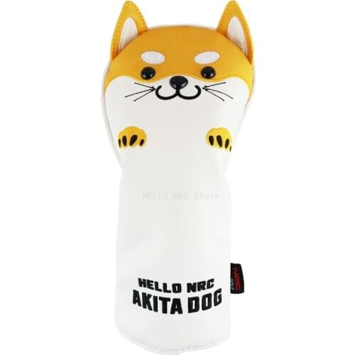 Golf Club Headcovers 1Pcs Driver Fairway Wood Hybrid Covers Lovely AKITA DOG Cartoon Animal 460c