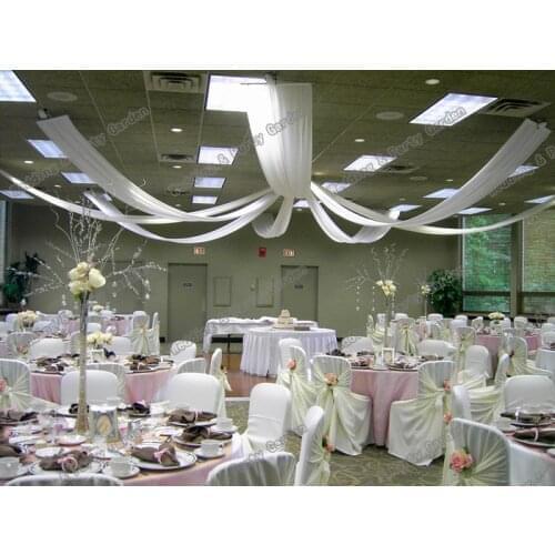 Good Quality 10pcs White Luxury Wedding roof Drape Canopy Drapery 16mx0.7m Wedding roof Drape chuppah curtain