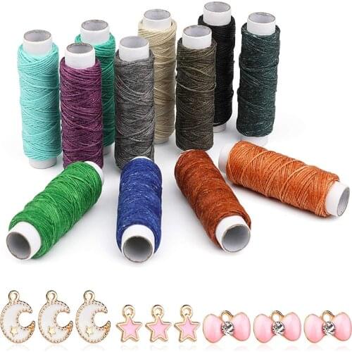 Imzay 12 Colors Waxed Thread Leather Sewing Thread,Hand Stitching Thread For Hand Sewing Leather and Bookbinding