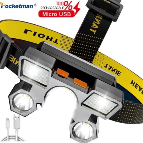 30000LM Powerful led headlamp USB Rechargeable Head Lamp Built in Battery 5 LED Headlight Head flashlight Waterproof Head Torch