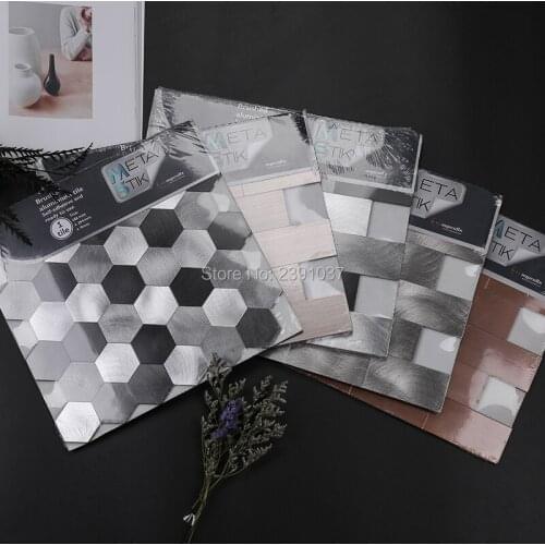 Modern style seamless self adhesive mosaic Metal Aluminum plastic plate mosaic tile 288x294mm mosaic tile for kitchen backsplash