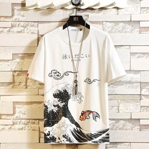 Men T Shirt Hip-Hop Cotton T-shirt O-neck Summer Japanese Male Causal Tshirts 5XL Fashion Loose Tees