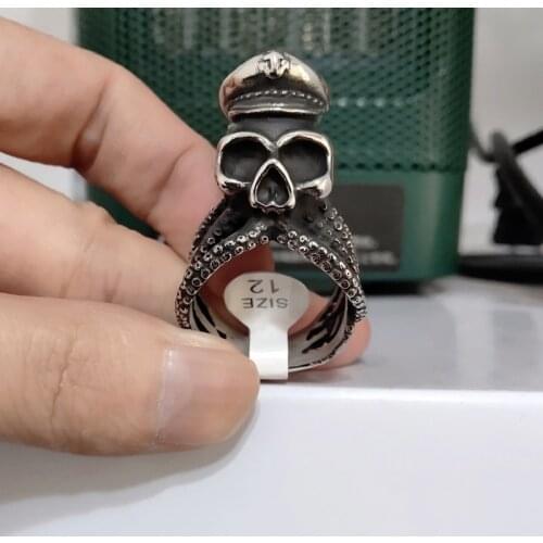No fading New Vintage Mens Silver Color Octopus Pirate Stainless Steel Ring Punk Navy Captain Biker Rings Gift