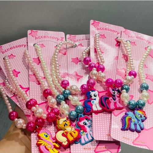 1Pcs Girls Cute Cartoon Unicorn Pendant Necklaces Kids Choker Jewelry Accessories Character Horse Children Party Gift