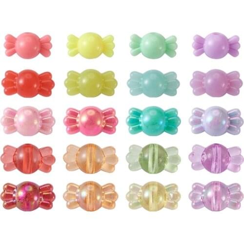 Pandahall 600pcs Candy Acrylic Beads Spacer Beads Imitation Jelly Mixed Color for Jewelry Making DIY Bracelet Necklace Earring