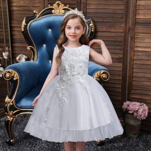 Sequins Flower Girl Wedding Dress Kid Dress For Girl Elegant Princess Party Wedding Dress Children Easter Carnival Costume 8 9 Y
