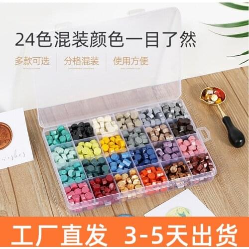Transparent pvc plastic boxed lacquer wax multi-color suit with seal cover envelope sealing wax granular wax soy candles