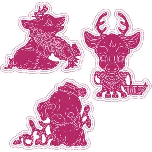 Christmas Theme of Small Animals Cover Cutting Dies Scrapbook Diary Decoration Stencil Embossing Template DIY Greeting Card