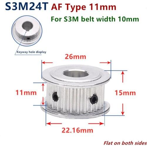S3M 24 25 26 28 30 Teeth S3M AF type Timing Pulley for Width 10mm S3M synchronous belt S3M Belt pulley Wheel Gear