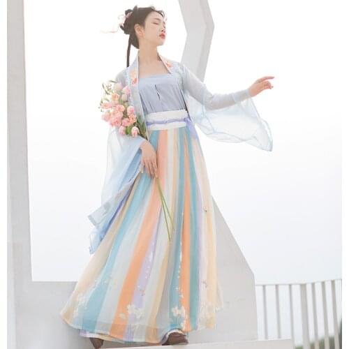 Fairy Clothes Summer Hanfu Women Chinese Style Dress Cosplay Costumes Casual Hanfu Folk Dance Wear Performance Costume DL7937