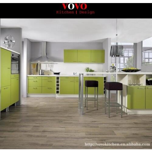 Fresh green lacquer kitchen cabinet