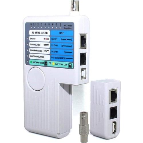 Professional Multi Function 4 In 1 Network Cable Tester RJ45/RJ11/USB/BNC LAN Cable Cat5 Cat6 Wire Tester