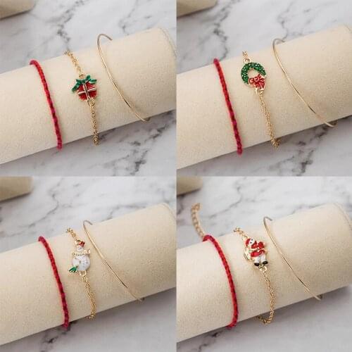 Christmas tree decorated Bracelet zinc alloy Father Christmas Snowman wreath gift Bracelet Christmas jewelry for family frieend