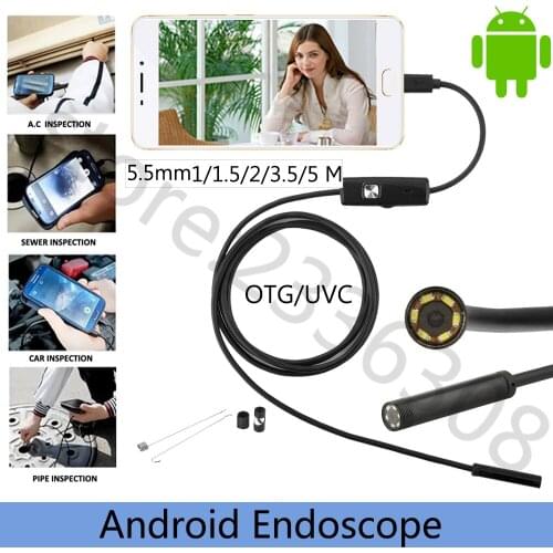 5.5mm 7mm 1/1.5/2/3.5/5M Focus Camera Lens USB Cable Waterproof 6 LED for Android Endoscope Mini USB Endoscope Inspection Camera