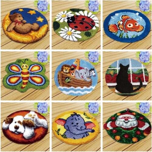Embroidery Carpet Foamiran For Needlework Latch Hook Rug Kits Diy Knoopkussen Dieren Latch Hook Tapijt Kussen Knooppakket Tapijt