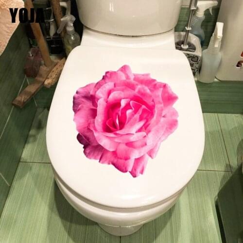 YOJA 22.5X21.6CM Blooming Rose Home Decor Living Room Wall Decal Toilet Seat Stickers T1-1916