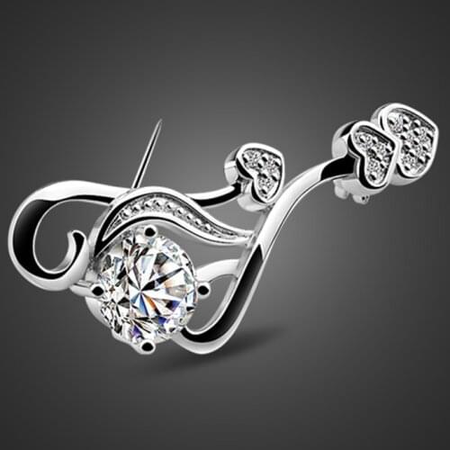 Female 925 sterling silver brooch noble zircon embossed design solid silver jewelry womens Argent body bijoux birthday present