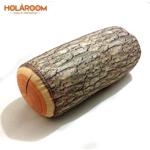 1 Piece Wood Log Pillow / Tree Stump Wood Texture Foam For Travel Sleeping Use Column Pillow In The Car Decoration Neck Cushion