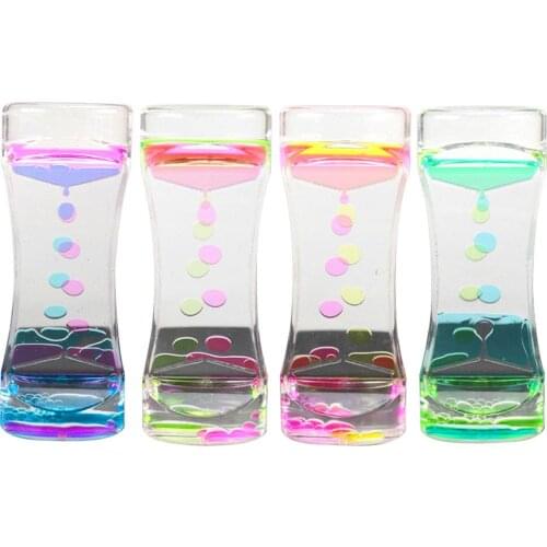 1pcs Double Color Sand Hourglasses Floating Oil Liquid Visual Motion Timer Glass Acrylic Clock Home Decoration Desk Ornament