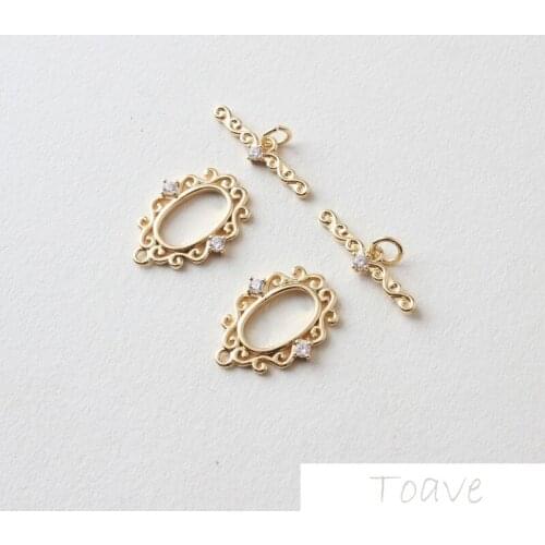 1pcs Vintage Copper Zircon Lace OT Bracelet Necklace Handmade DIY Material Accessories