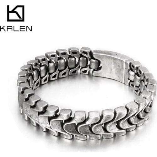 16mm Retro Style Cool Chain Bracelet Men Stainless Steel Male Accessory Party Rock Jewelry