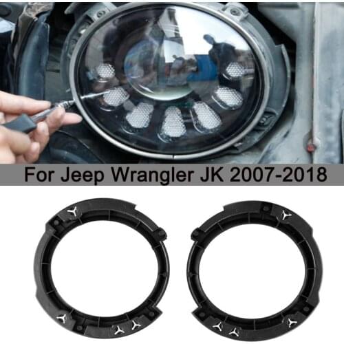 2Pcs 7 Inch Black Car Front Mounting Headlights Brackets Round Ring Head Light Base Bracket For Jeep Wrangler JK 2007-2018