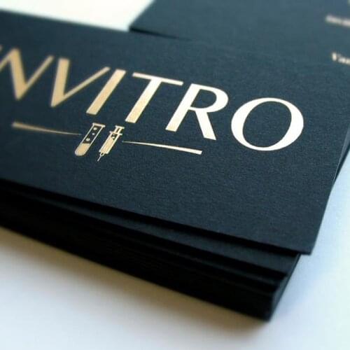 200pcs Customized Logo Business Cards Printed On 500gsm Uncoated Black Paper Foil On Double Sided Name Card (Matte Gold Silver)