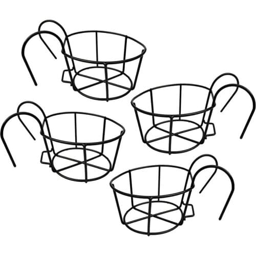 4pcs Metal Wall Hanging Flower Pot Holder Baskets Iron Wire Craft Planter Pot Support Stand for patio porch Garden DIY Decor