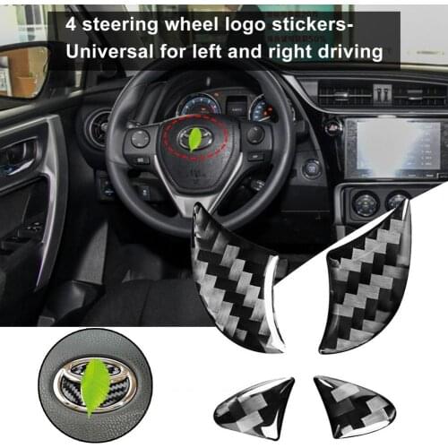 4Pcs Logo Trim Anti-scratch Heat-resistant Installation Waterproof Steering Wheel Logo Sticker Trim for Toyota Corolla 2014-2018