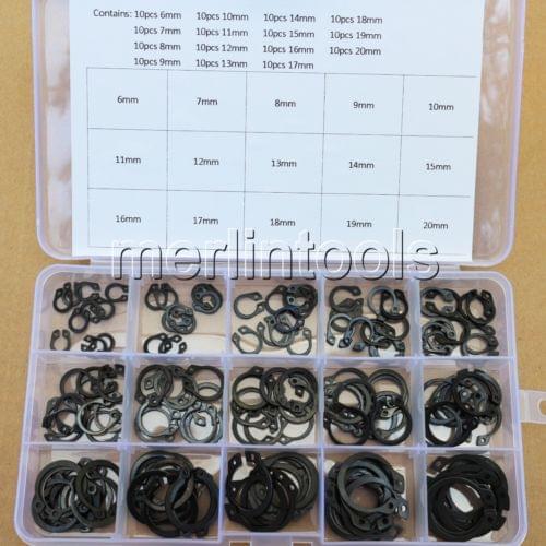 6mm - 20mm Steel External Circlip Retaining Ring Snap Ring Assortment Kit