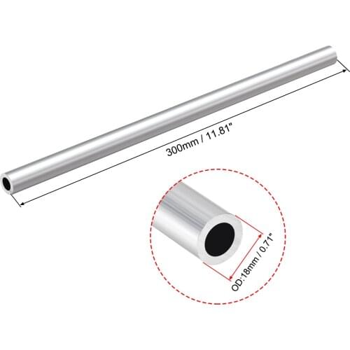 Uxcell 6063 Aluminum Round Tube 300mm Length 18mm OD 12mm Inner Dia Seamless Aluminum Straight Tubing